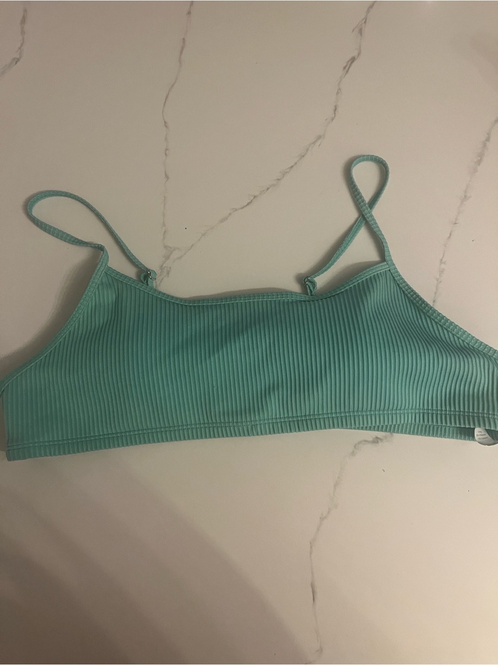 Halara Ribbed Light Aqua swim top